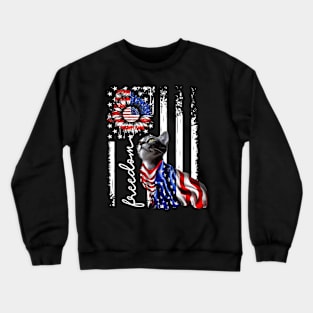 Patriotic 4th of July Cat Freedom Cat American Flag America Crewneck Sweatshirt